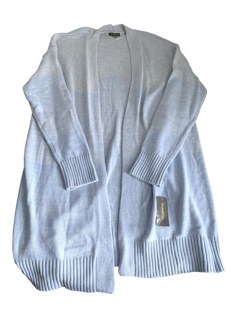 Style & Co Womens 2X Plus Size Turbo Long Open-Front Cardigan Sweater Blue Ombre